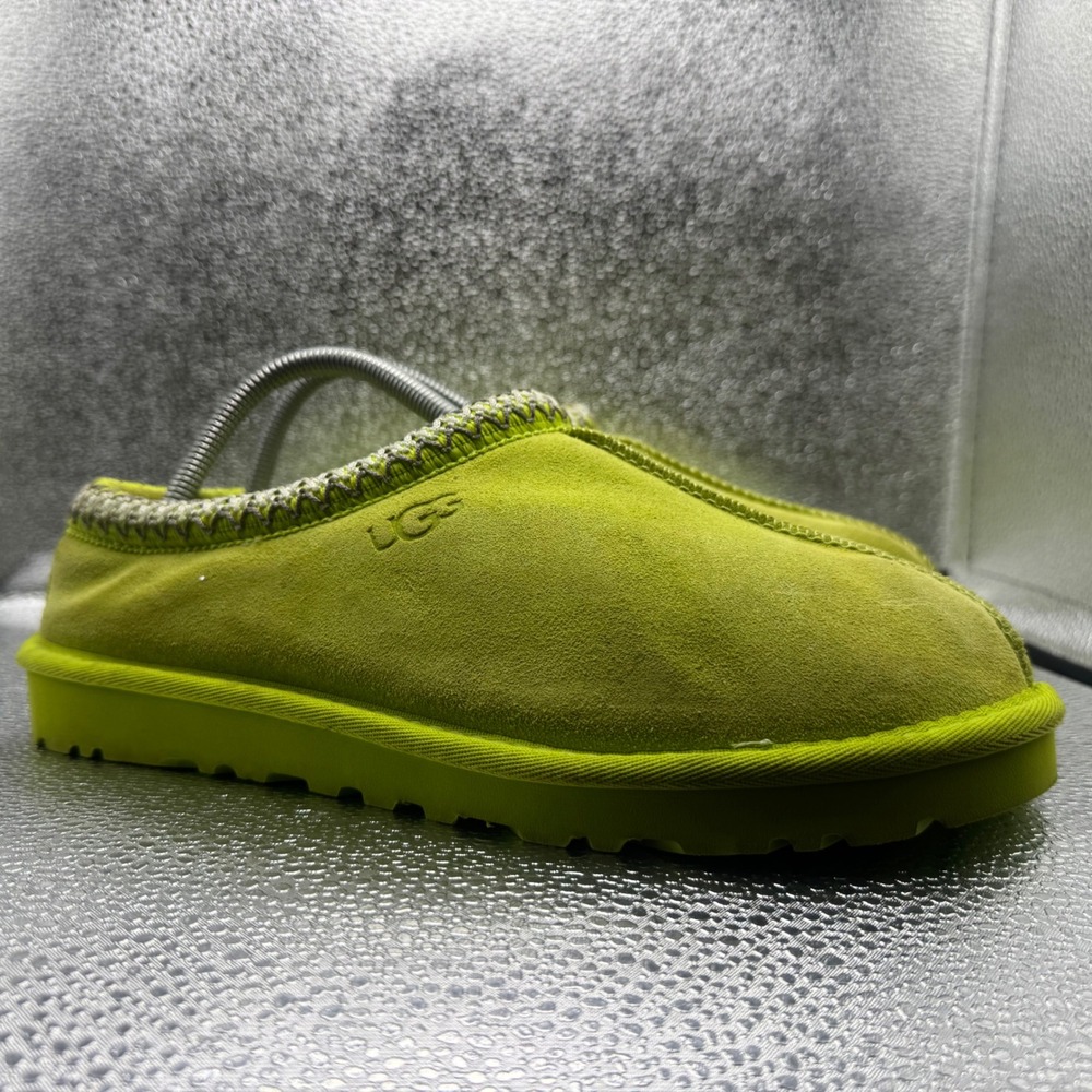 Size 8 UGG Tasman Slipper Womens Lime Green Excellent Suede Embroidered Braid